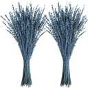 Uieke Dried Lavender Flowers, 16" Preserved Dried Lavender Bundles Blue Flowers Stems Bouquet for Shower Weeding Home Fragrance Vase Crafts Decor, 100g(3.52oz)