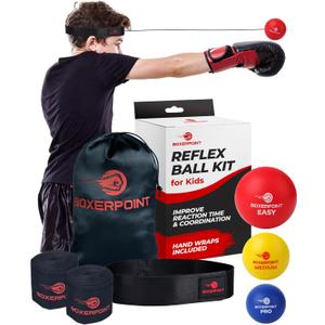 Boxing Reflex Ball for Adults and Kids - React Reflex Balls on String with Headband, Carry Bag and Hand Wraps - Improve Hand Eye Coordination, Punching Speed, Fight Reaction