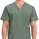 Cherokee Scrub top for Men V-Neck with 3 Pockets, Knit Details, Soft, Durable, Breathable, 2-Way Stretch Fabric - WW670 M