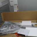 Heavy Duty Clothes Rack for Hanging Clothes, Double Rods Clothing Rack with Lockable Wheels, Rolling Garment Racks with Shelf, Easy to Assemble, Silver