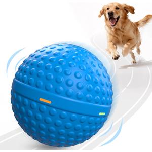 Smart Interactive Dog Balls, Durable Food-Grade Rubber Material, Automatic Moving, Bouncing, Rotating Toy with Light for Medium, Large Dogs, IPX7 Waterproof (Blue)
