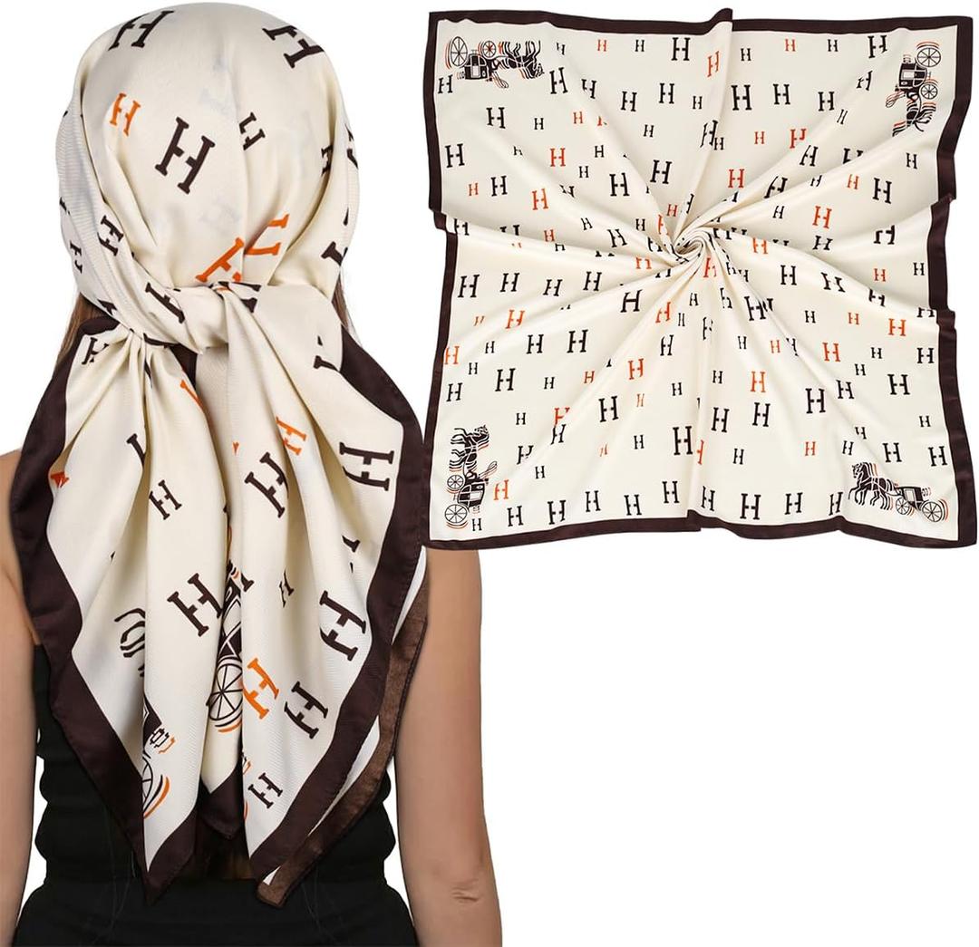 EXTREE Women's 35 inch Fashion Headscarf Silk Satin Scarf for Hair Wrapping at Night Bandana Square Scarf for Sleeping
