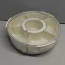 Divided Rotating Serving Tray with Lid and Handle, Portable Snackle Box for Fruits Snacks Veggie Charcuterie, Clear Lazy Susan Organizer and Fridge Storage Container for Adults Child (1PCS,12" L