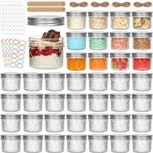 EkkoVla 4 oz Glass Mason Jars with Silver Lid, 40 Pack Regular Mouth Mini Canning Jars for Caviar, Honey, Jam, Jelly, Body Butters, Spice, DIY Candle