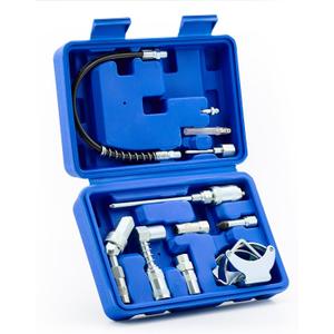 Orion Motor Tech Grease Gun Accessory Kit, 11 Piece Grease Gun Coupler Set for Hard to Reach Grease Fittings, Heavy Duty Lubrication Grease Zerk Fitting Adapters with Grease Gun Hose Holder