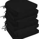Basic Beyond Chair Cushions for Dining Chairs with Ties and Removable Cover, 2" Thick Seat Cushions for Kitchen Chairs, Set of 6, 17" x 16", Black