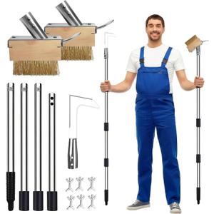 Crack Weeder, Stainless Steel Manual Crevice Weeding Tool, 63 Long Handle Moss Remover Tool, Weed Puller for Sidewalk Paver Deck Boards, Gardening Tool for Removing Grass and Weeds from Deck Garden