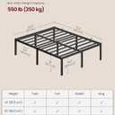 VASAGLE Full Metal Bed Frame 18 Inches Tall, 1100 lb Weight Capacity, No Box Spring Needed, with Under-Bed Storage, Easy Setup, Heavy-Duty Platform Bed, Mattress Retainers, Matte Black URMB672BD02S