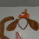 4Pcs Antler Dog Headband Costume Set,Antlers Headpiece with Dogs Ears Collar Nose Tail Animal Dress Up Accessories for Kids, Adults, Dogs, Halloween, Christmas, Party Cosplay, Brown