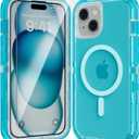 for iPhone 14 Case, Fits Magsafe,Heavy Duty Shockproof Protection Phone Cases with Screen Protector*1, Magnetic Transparent Protective Cover for iPhone 14 6.1 '', Blue