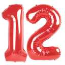 Red Number 12 Balloon 40 inch, 12 Number Balloons, 12th Red Birthday Decorations, 12 Year Old Girls Boys Party Supplies