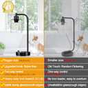 Set of 2 Industrial Table Lamps with USB C+A Ports and Outlet, Fully Stepless Dimmable Bedside Lamps for Bedrooms, Nightstand Desk Lamp with Glass Shade for Reading Living Room Office (Bulbs Included)