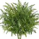 Hollyone 8pcs Fake Fern Stems Bush for Outdoors Indoors 19.6" Boston Ferns Artificial Plants Greenery Stems Faux Shrubs Plant for Garden Farmhouse Front Porch Table Window Box Home Decorations