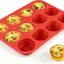 CAKETIME 12 Cups Silicone Muffin Pan - Nonstick Cupcake Pan 1 Pack Regular Size Silicone Mold for Baking