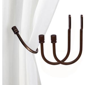 Antique Bronze Curtain Holdbacks | 2 PCS, | Quick Installation Hooks for Heavy Drapes | Solid Steel U-Shape Design