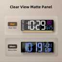 EASYERA 16.5" Large Digital Wall Clock with Anti-Glare Display, RGB Lights with 10 Scenes Mode Remote Control, Adjustable Brightness, Dual Alarms, Auto DST, BT Sync, Temperature for Living Room