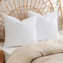 PHF 100% Cotton Waffle Weave Throw Pillow Cover, 22" x 22", No Filling, 2 Pack Elegant Home Decorative Square Throw Pillow Covers for Bed Couch Sofa, White