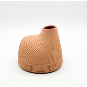 Chamber Style Terra Cotta Bud Vase Medium Size Glazed Inside New Art Deco