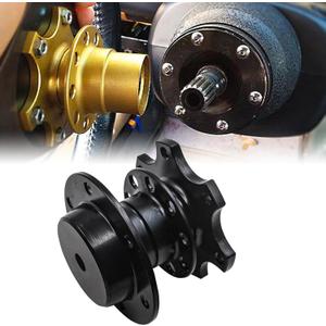 Aluminum Steering Wheel Adapter, Quick Release Hub, 6 Hole Racing Modification Device, Auto Universal Steering Wheel Heightening Accessories (Black)