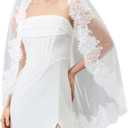 1 Tier Lace Veil Bridal Veil with Metal Comb, Wedding Veils for Women in Ivory & White, Multiple Lengths