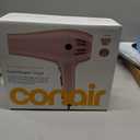 Conair Hair Dryer with Retractable Cord, 1875W Blow Dryer, 3 Heat Settings, 2 Speeds, Blow Dryer with Diffuser and Concentrator Attachments, Ionic + Tourmaline Technology, Matte Light Pink