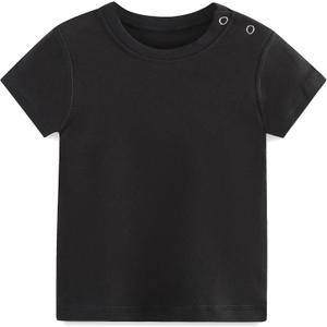 Baby Multicolor Short Sleeve T-Shirt Tee Summer Solid 100% Cotton Basic Clothes (Black) 3-4T