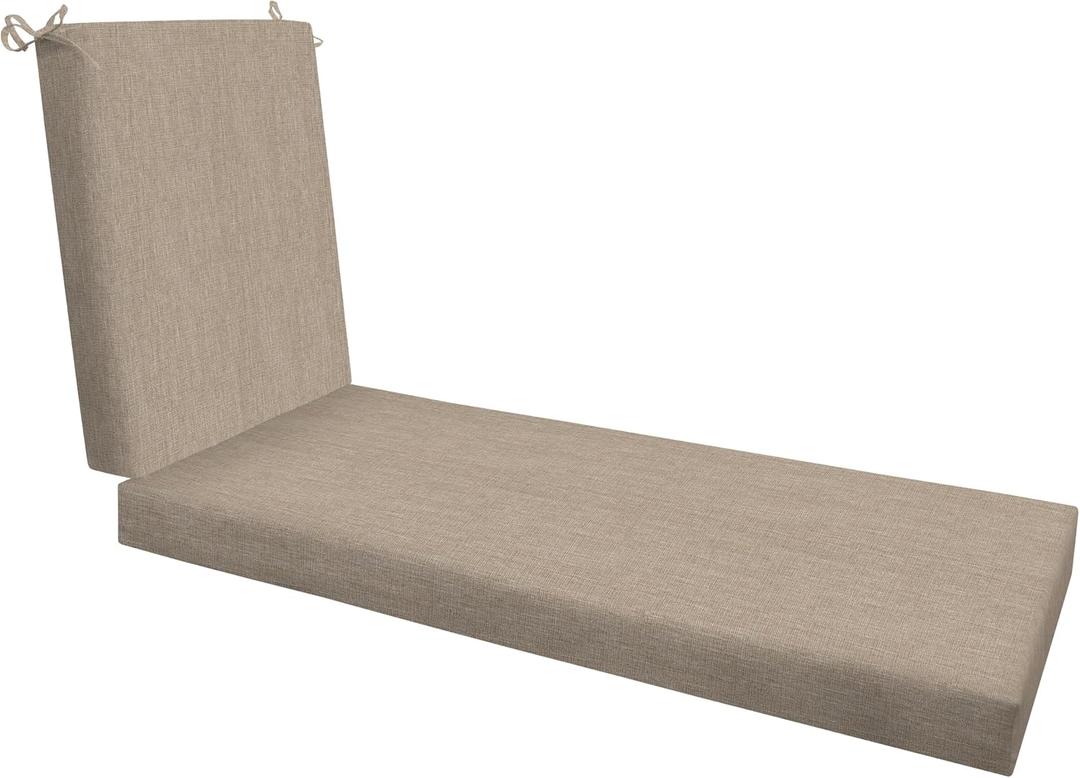 Honeycomb Outdoor Chaise Lounge Cushion for Patio Furniture, Water & Fade Resistant, Removable Cover, 21.5 x 70, Heritage Textured Solid Birch Tan