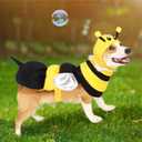 Spooktacular Creations Pet Dog Bee Costume with 3D Bee Hat, Silver Wings for Halloween Dress-up Party, Role Play, Carnival Cosplay, Holiday Decorations Clothes (Large)