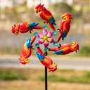 44" Parrot Garden Wind Spinners - Metal Outdoor Stakes Kinetic Wind Spinner Windmills Decor, Wind Sculpture Yard Art Decorations for Patio, Lawn & Garden