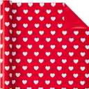 WRAPAHOLIC Reversible Valentine's Day Wrapping Paper - Mini Roll - 17 Inch X 33 Feet - Red Love Heart Design for Valentine's Day, Wedding, Anniversary, Birthday, Baby Shower