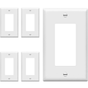 Decorator Light Switch or Receptacle Outlet Wall Plate, Size 1-Gang 4.50 Inches x 2.76 Inches, Unbreakable Polycarbonate Thermoplastic, 8831-W- 4 pcs