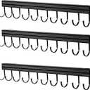 NiHome Aluminous Hat Rack Organizer for Space-Saving Wall, Closet, Door Storage, Flexible Hooks and Clips for Baseball Caps, Coats, Towels - Offers Adhesive and Drill Mounting Options, 2 Packs