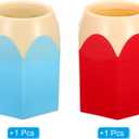 PATIKIL Pencil Holder, 2 Pack Pen Holder for Desk Cute Plastic Pencil Holder for Desk Pencil Holders Cup Organizer Pencil Shape, Blue Red