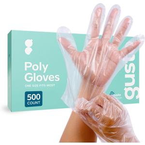 GUSTO Disposable Poly Gloves for Food Prep, Cooking & Food Service Clear Plastic, Latex & Powder Free, One Size
