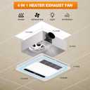 4 in 1 Bathroom Exhaust Fan with Heater, 190 CFM Bathroom Exhaust Fan with Light, 1800W Heating Power, 1.0 Sone Bath Fan with Light, Heating, Ventilation, Remote Control, UL Listed