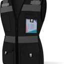 Safety Vest for Women 11 Pockets Mesh Reflective Vest with Zipper, Hi Vis Neon Construction Work Vest for Lady Workers/Surveyors/Drivers, Snug-Fit & Durable, ANSI Compliant, (U-Black, XXL)