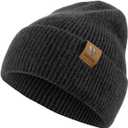 Vgogfly Beanie Men Slouchy Knit Skull Cap Warm Stocking Hats Guys Women Striped Winter Beanie Hat Cuffed Plain Hat (Black)