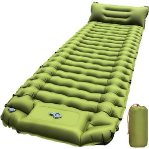 Sleeping Pad, Ultralight Inflatable Sleeping Pad for Camping with Pillow Built-in Foot Pump, Extra Thick Compact Camping Sleeping Mat for Hiking, Backpacking, Tent Use, Single