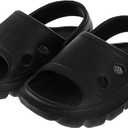 Josmo Kids Summer Beach Pool Sandals - Open Toe Boys Ankle Strap Shoes Size 5-10 Toddler (Black)