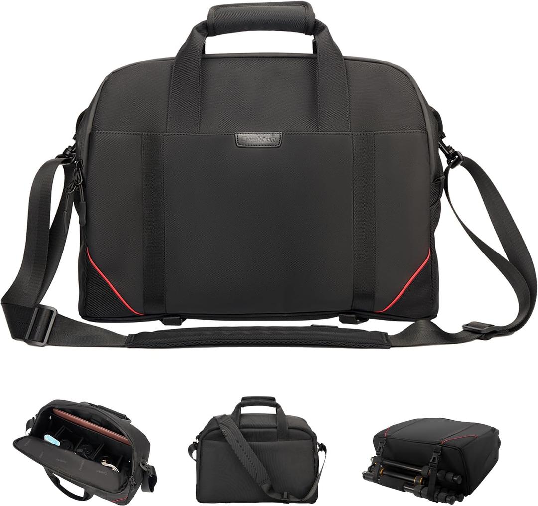 Cwatcun Camera Bag Crossbody, DSLR/SLR/Mirrorless Camera Bags for Photographers with Tripod Holder&Laptop, Camera Case Compatible with Canon/Nikon/Sony - Large (Black)