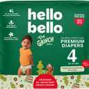 Hello Bello Diapers, Size 4 (22-37 lbs) Dr. Seuss Baby Grinch - 21 Count of Premium Disposable Baby Diapers, Hypoallergenic with Soft, Cloth-Like Feel