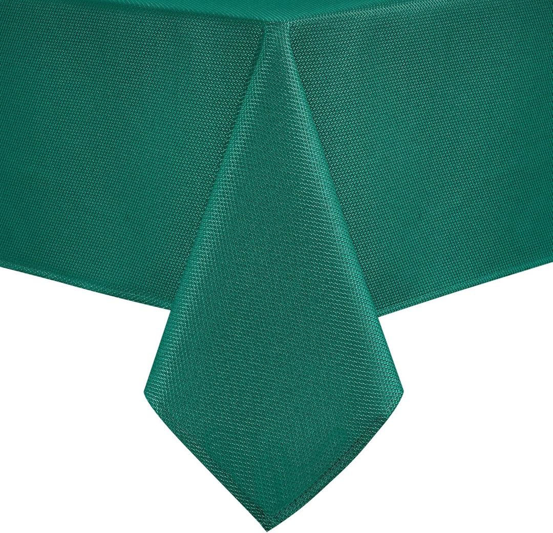 Hiasan 54 X 120 Inch Rectangle Textured Tablecloth - Waterproof Spillproof Antiwrinkle Jacquard Table Cloth for Kitchen and Dining Dinner, Outdoor Picnic, Holiday and Parties, Emerald Green