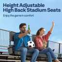 VIVOHOME Height Adjustable High Back Stadium Seats with Back Support and Cushion, 2 Pack Portable Bleacher Chairs with Cup Holder and Shoulder Strap, Comfortable for Various Sports Events, Gray