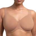 HSIA Bras for Women Minimizer Full Coverage, Plus Size T Shirt Unlined Underwire Smooth Bra, Seamless Cups Joan Ultimate Soft (Beige)