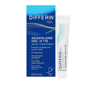 Differin Acne Treatment Gel, 180 Day Supply, Retinoid Treatment for Face with 0.1% Adapalene, Gentle Skin Care for Acne Prone Sensitive Skin, 45g Tube, Pack of 1 (Packaging May Vary)