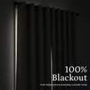 Linen Look 100% Blackout Bedroom Curtains, 63 Inch Long, Gray, 50"W x 63"L