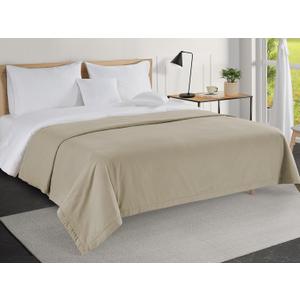 LANE LINEN Cotton Queen Size Blanket - Lightweight, Soft, Comfortable Large Blanket with Cooling and Breathable Design for Guest Room, Camping, and Outdoor Travel - Taupe