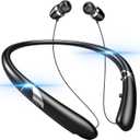 Bluetooth 5.3 Neckband Bluetooth Headphones, Retractable Headphone IPX5 Sweatproof & Vibration Notifications, Secure Fit and Stereo Sound for Cycling and Hiking (Onyx Black)