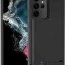 Fey Battery Case for Galaxy S22 Ultra, 5000mAh Rechargeable Batteri Charging Cases for Samsung Galaxy S22 Ultra 5G External Backup Power Bank Charger Cover,Extended Your Phone Life Black