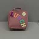 Insulated Lunch Bag With Adjustable Shoulder Strap, Cute Corduroy Preppy Lunch Box Large Insulated Lunch Bag Reusable Lunch Tote Bag with Smiley Preppy LunchBag for Girls School Travel Picnic (Pink)